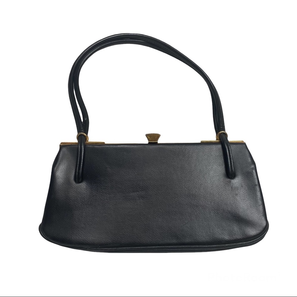 Vintage‎ Essell England 50s Black Gold Hand Bag - Picture 4 of 14